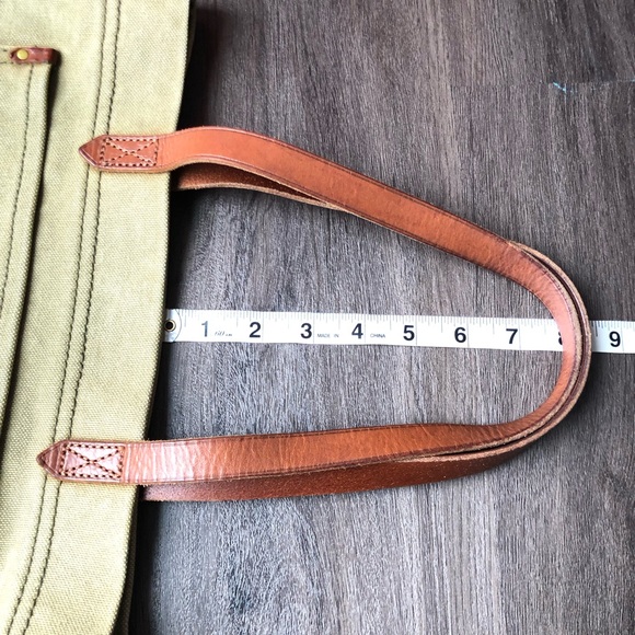 Madewell Canvas Transport Tote Bag Green Khaki Leather Straps Capsule Everyday - Picture 9 of 9